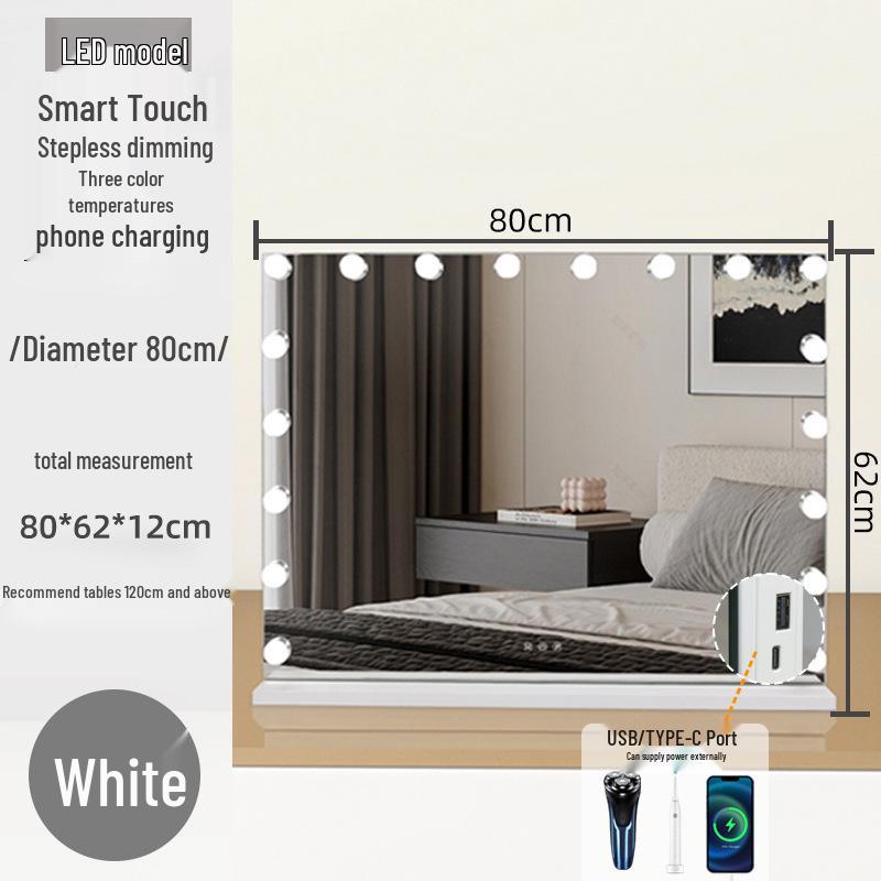 Large Smart HD LED Makeup Mirror with Rechargeable Fill Light
