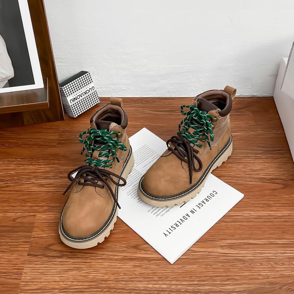 Grape mother winter new thick-soled Martin boots women wear high-end big yellow boots women's British style short boots children