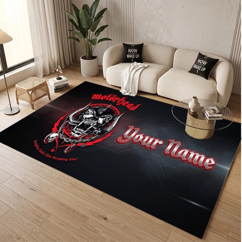 Personalized Crystal Velvet Carpet Motorhead Pattern Non Slip Floor Rug