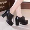8cm Small Size 32-43 British Style Deep Mouth Thick Platform Shoes Women Oxfords Fall 2025 Block High Heels Shoes Office Dress