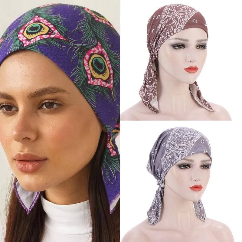 Traditional Turban For Women Hijab For Women Hair Wrap Street Dance Head Wrap For Women Hijab Caps Floral Chemo Beanies