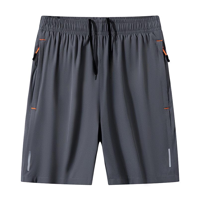 Men's 2025 Summer Reflective Sports Shorts - Ice Silk, Zipper, Four-Way Stretch, Casual Five-Point Pants