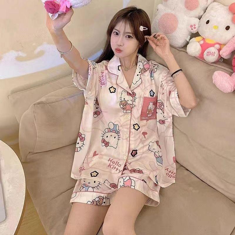 Jiikawa Wusachi Pajamas Women's Spring Summer Cotton Short Sleeve Student Loose Large Size Summer Small Hachi Loungewear