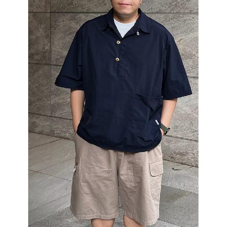 Poloshirt mit Kragen und kurzen Ärmeln, Herren Kurzarmhemd, Nischendesign, Minimalistisches Hemd, College-Oberteil für Paare