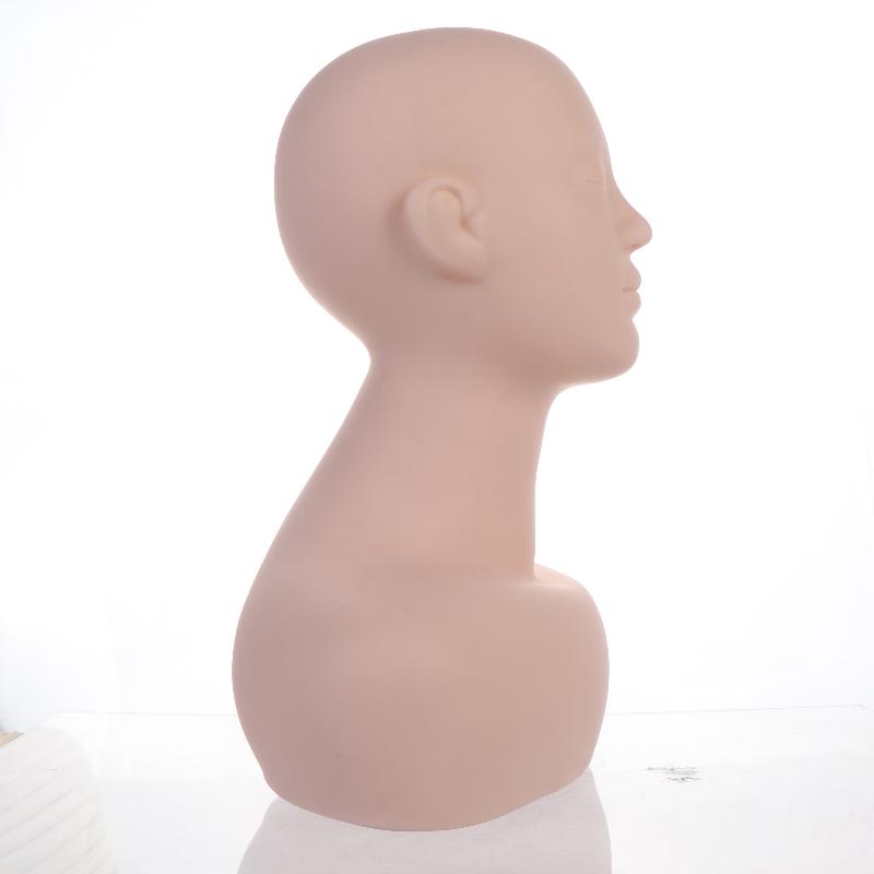Soft Silicone Half Body Mannequin Head 1Pcs Large Size Realistic Skin for Cosmetology Beginner Makeup Practice Training