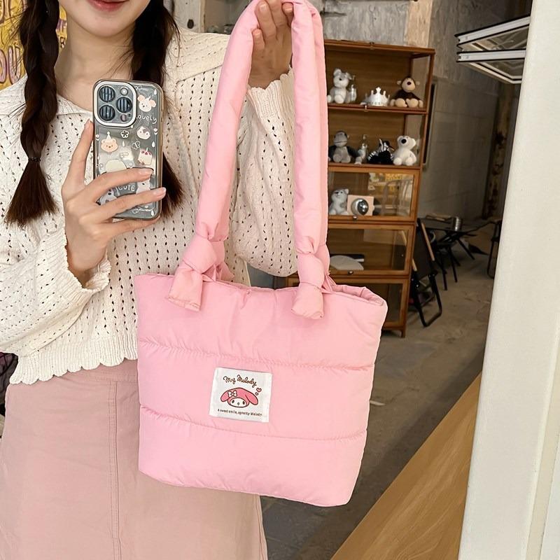 Cute Cartoon Rabbit Down Cloth Handbag Girls Large Capacity New High Value Commuter Shoulder Bag