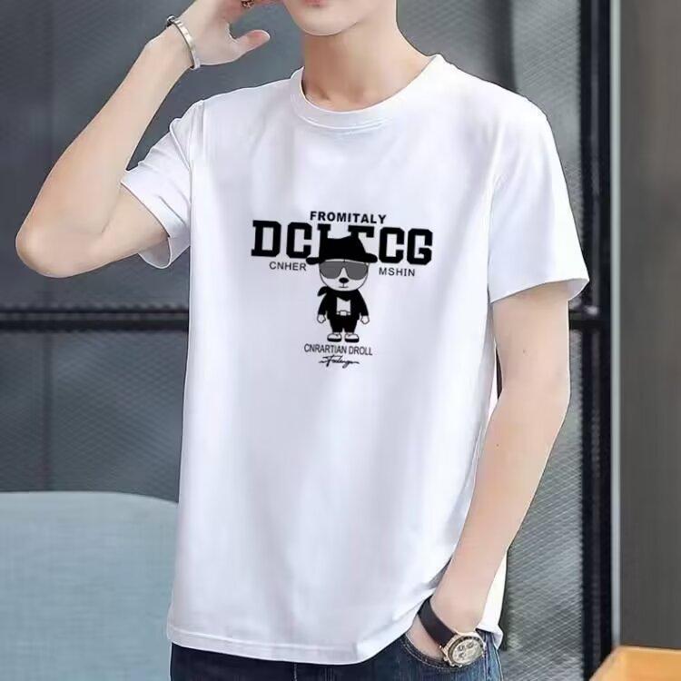Summer Models Loose Short-sleeved T-shirt Men's Fashion Tops Round Neck Casual T-shirt Cartoon Printing