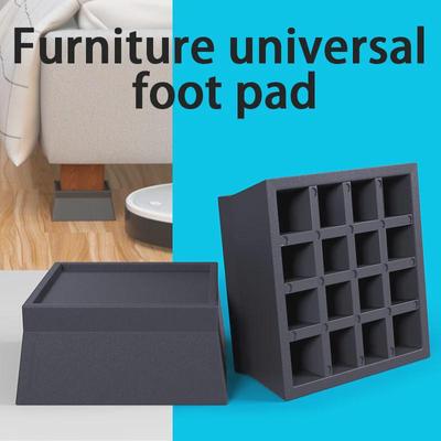 Black Non-slip Furniture Risers: Moisture-proof Wheel Fixed Heightening Pads for Bed, Sofa, or Coffee Table (Set of 4)