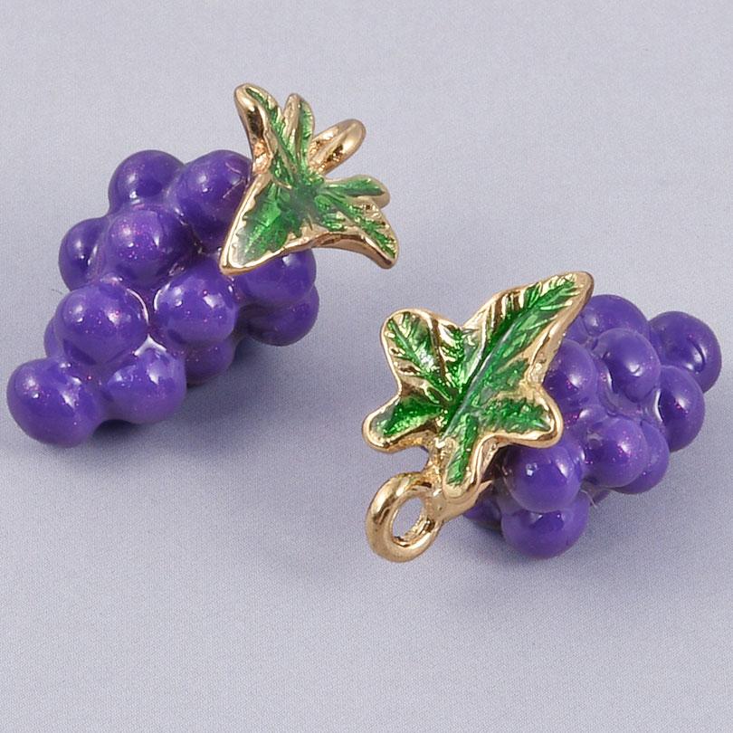 5pcs Three-Dimensional Enamel Fruit Charm Grape Peach Watermelon Alloy Oil Drop Charms For Jewelry Making Supplies DIY Earrings
