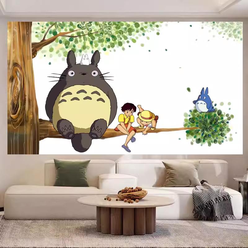 Hayao Miyazaki Totoro Background Cloth Ins Hanging Cloth Anime Hanging Paint Wall Bedhead Tapestry Room Dormitory Wall Cloth