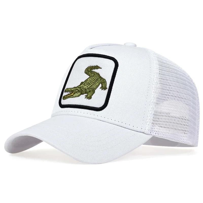 Unisex Baseball-Netzkappen mit Krokodil-Stickerei, Outdoor, verstellbar, Frühling und Sommer, lässiger Sonnenschutzhut