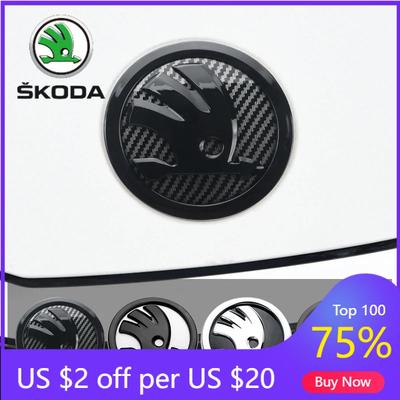 Pegatina para Coche 2025 Nueva 80mm 90mm Emblema ABS Para Skoda Fabia 1 2 Octavia a7 RS Superb Rapid Yeti Karoq Vision Coche Delantero Trasero B