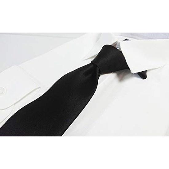 Michiko London Zero Style Cravat Tie Black Brand Made Japan Plain Formal Occasions Ceremony Funeral Dress Attire Silk 100