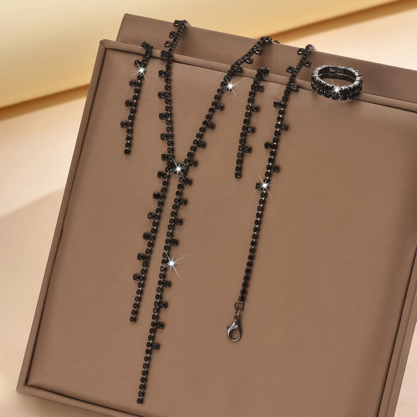 Простой дизайн бриллиантовая цепочка, ожерелье, серьги, кольцо ювелирный свадебный набор аксессуары