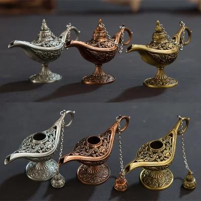 1 Pcs Retro Copper Aromatherapy Burner Creative Metal Crafts Wishing Lamp Aromatherapy Stove Home Decoration Creative Ornament