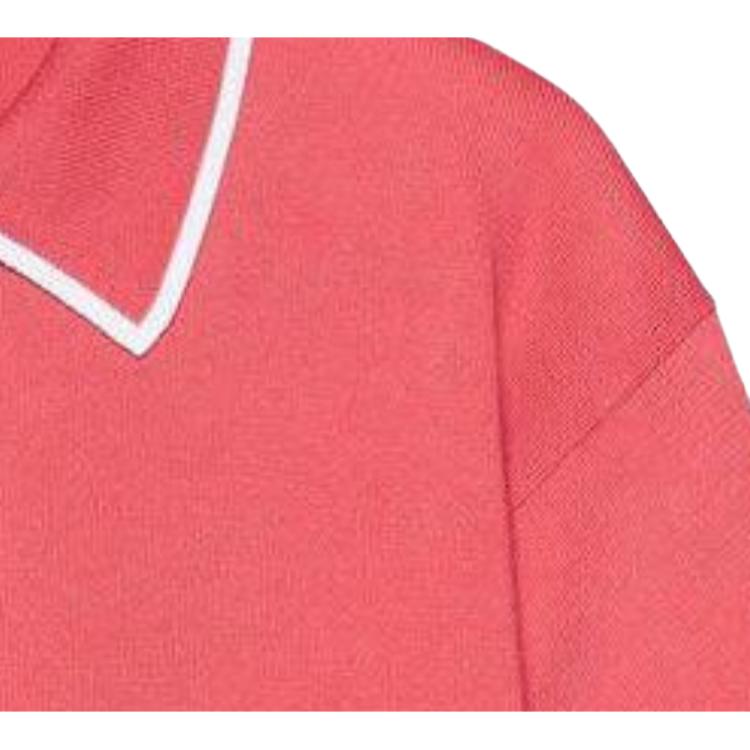 Uniqlo X JW Anderson Collaboration SS23 Spring Summer Series Striped Print Polo Neck Short Sleeve Knit Top Women Tops Pink 460652-12