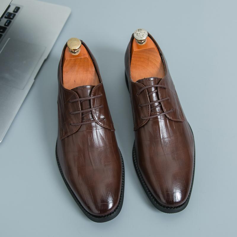 

Business Social Leather Men’s Dress Shoes High Quality Formal Shoes Men Wedding Office Leather Shoes Male Casual Brogue Shoes 46 коричневий