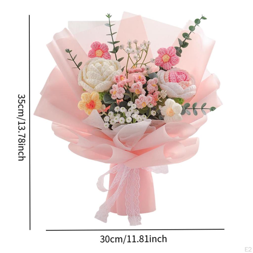 Artificial Floral Arrangement Crochet Flowers Bouquet for Mom Wife Holiday Gift