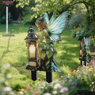 2D Flat Charming Acrylic Forest Fairy Garden Stake Sign, Glowing Fairy Lights, Suitable for Wall Decoration, Porch, Room, Villa, Accents Home, Hallway