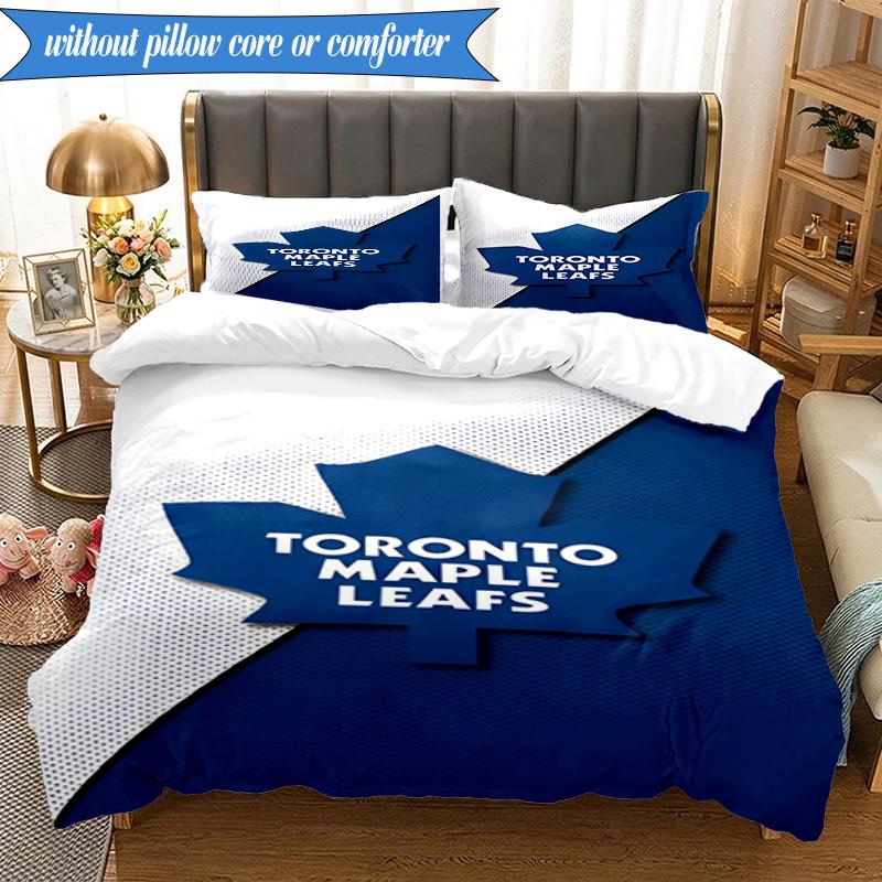3PCS Toronto Leafs Logo Bedding Set,Including 1pc Duvet Cover And 2pcs Pillowcases Perfect for Bedroom, Dormitory, Fan Christmas Gift