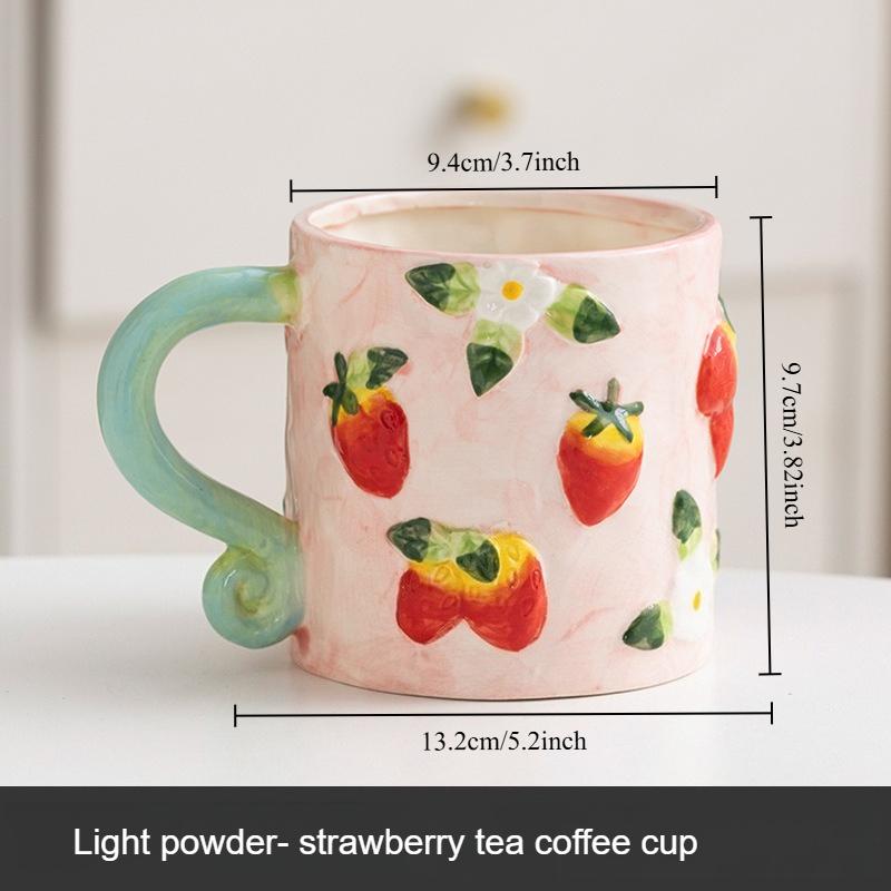 

1 шт. Керамическая чашка для воды с ручной росписью и рельефом, подарок на день рождения, кофейная чашка, креативная, с высокой эстетической ценностью, для дома, офиса, для завтрака 301-400ml