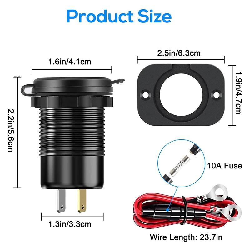 96W PD3.0+QC3.0 4-Port Car Charger with LED Display - Fast Charging for iPhone/Samsung/Huawei (Dustproof)