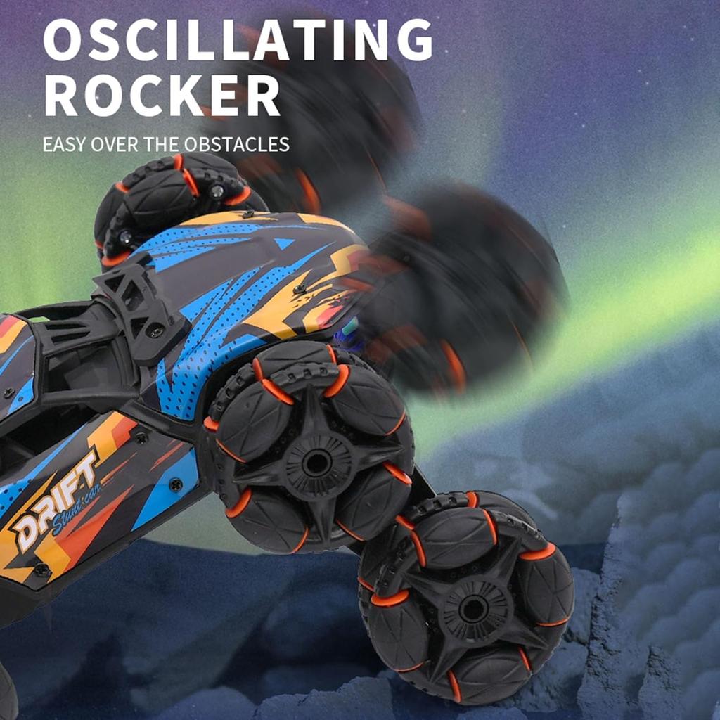 Scientoy Remote Control Car, 2.4Ghz RC Stunt Car Toys for Boys Girls Ages 6-8-10 with Lights Music Spray, 8 Wheels All Terrain R