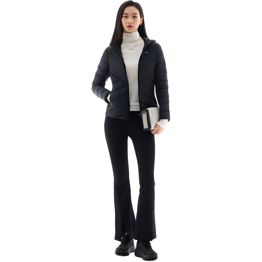 Anta Athletic Series Slim Fit Comfortable Sports Casual Down Jacket Women Outerwear Basic-Black 962447901-4