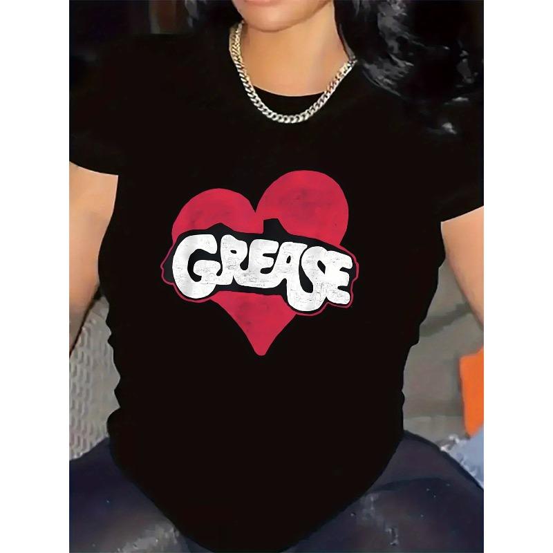 Европейский размер футболки с дизайном в виде сердца для ношения в ресторане, Удобная, С модным графическим принтом, Идеально подходит для повседневного использования в кафе или барах S чёрный