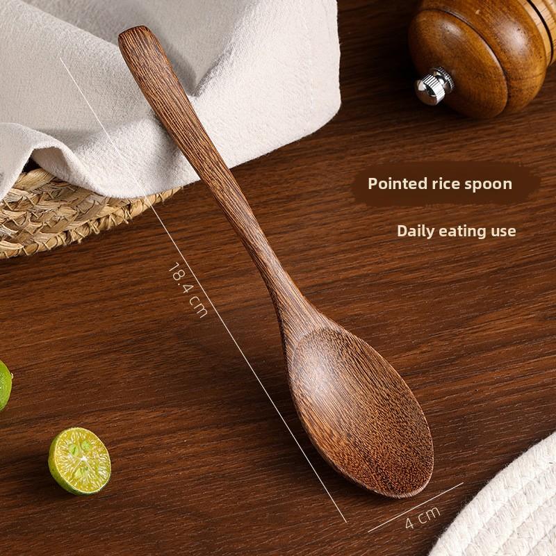 Wooden Spoon for Eating Food Grade Wooden Spoon Household Lacquerless Chicken Wing Wooden Spoon Honey Spoon