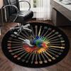 Colorful Guitar Dreams round carpet Chair cushion Round Entryway Rug, Soft Round Rugs for Living Room, Bedroom, Circle Carpet decor gifts