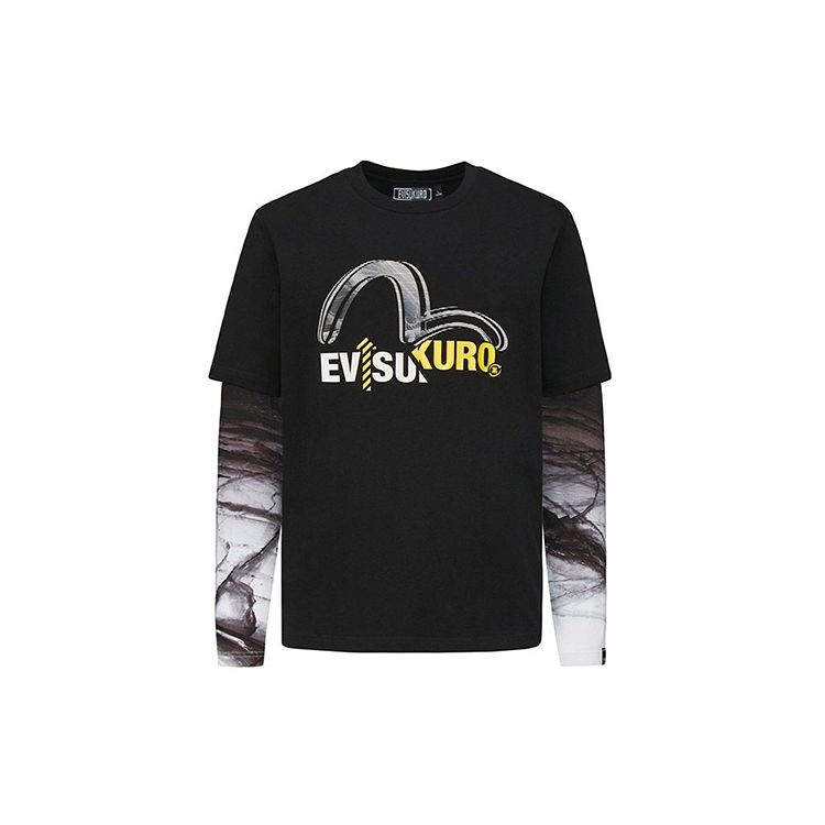 Fukushin Evisu Layered Logo Imitation Two-Piece T-Shirt Men Tops Black 2EAGNM0TL573XX