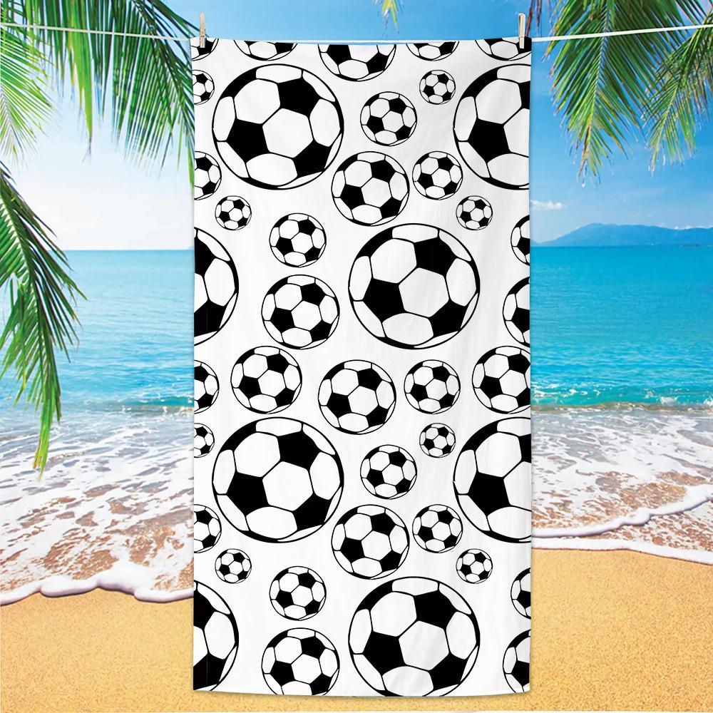 Beach Towel Soccer Ball Goal Net Print Microfiber Towel for Men Women Summer Vacation Beach Pool Yoga Camping Trip