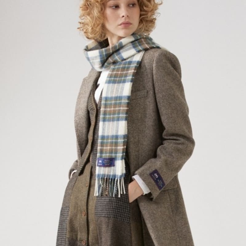 ABRAHAM MOON Merino Wool Muffler 25cm - Muted Blue Stuart