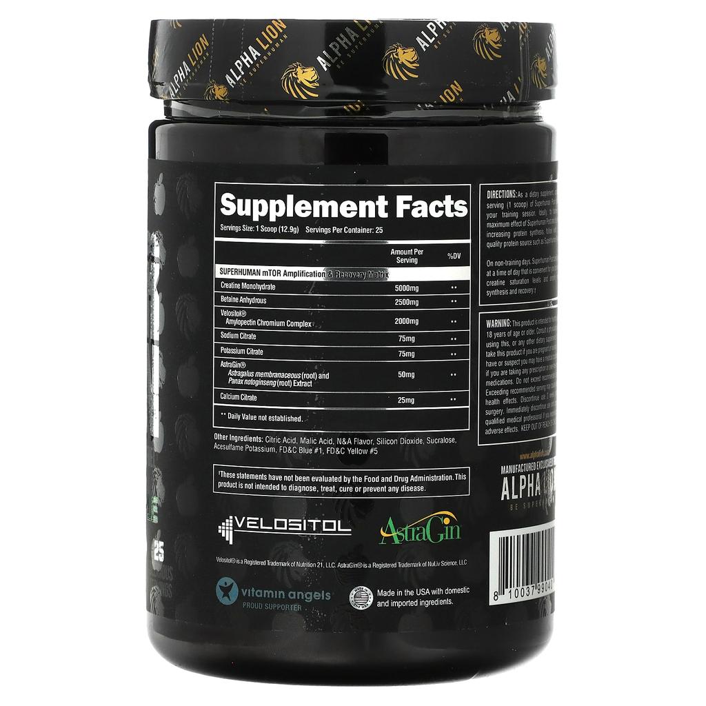 ALPHA LION, SuperHuman Post, Genismith Apple, Green Apple Candy, 322.5g (11.37oz)