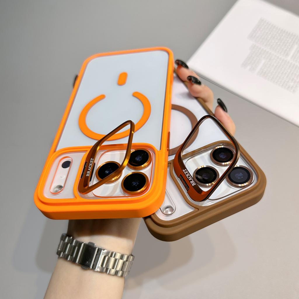 Applicable to Apple 17Promax lens holder magnetic suction mobile phone case iPhone16 transparent back plate skin feel anti-drop case