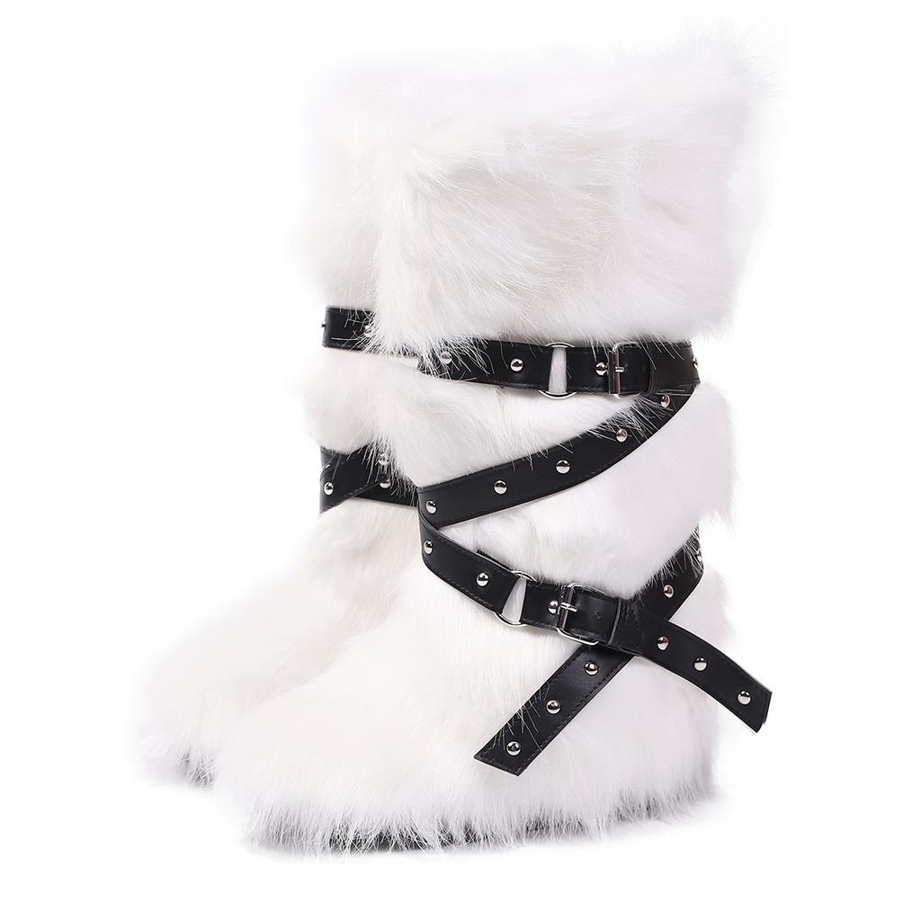Fashion IPPEUM Winter Fur Boots 2025 Knee High Boots For Women Shoes Plush Long y2k Snow Boots