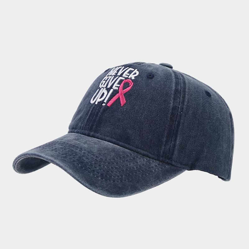 Breast ribbon embroidery soft top cap women's outdoor sports small label letter baseball cap casual hat