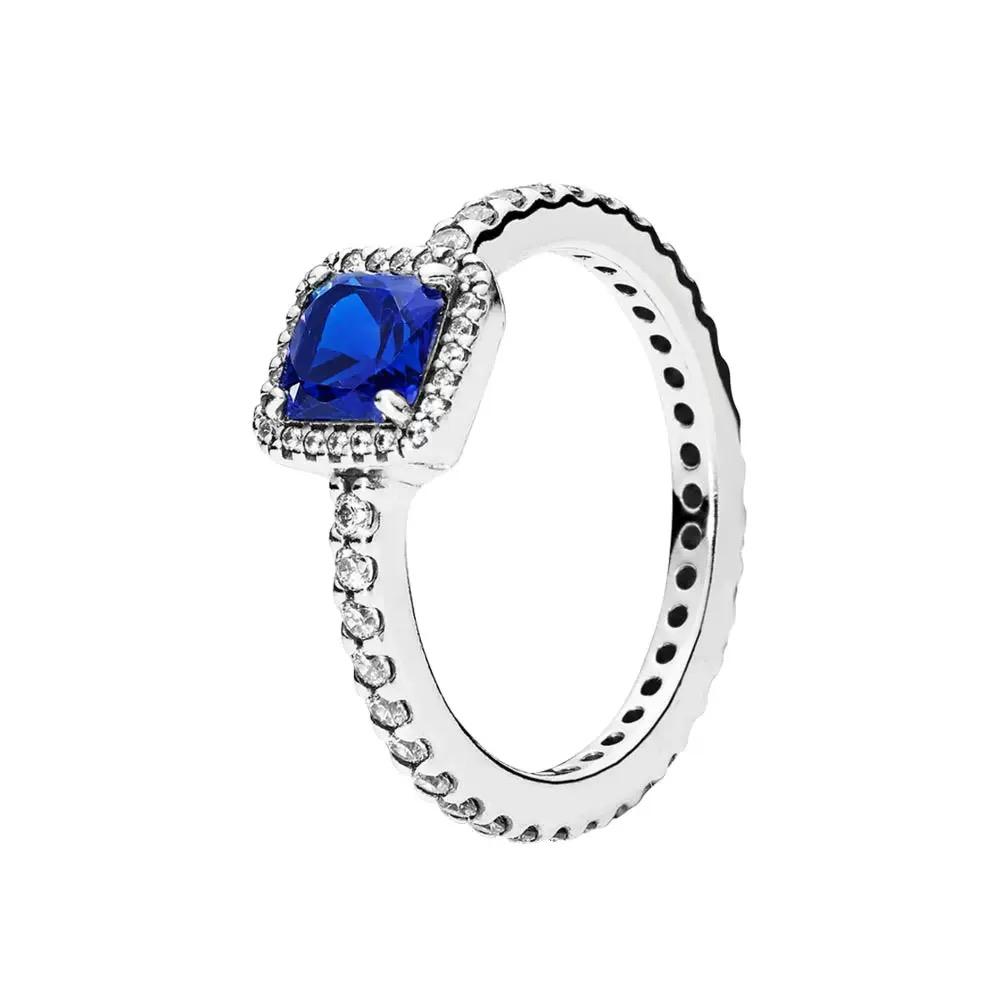 Waterdrop Ring S925 Silver Zircon Blue Stone Heart Ring Fashionable Women's Jewelry Party Wedding Gifts