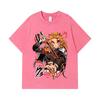 275 GSM Washed T-shirts 100% Cotton Demon Slayer V85 Rengoku Print Unisex Heavy Cotton T Shirt