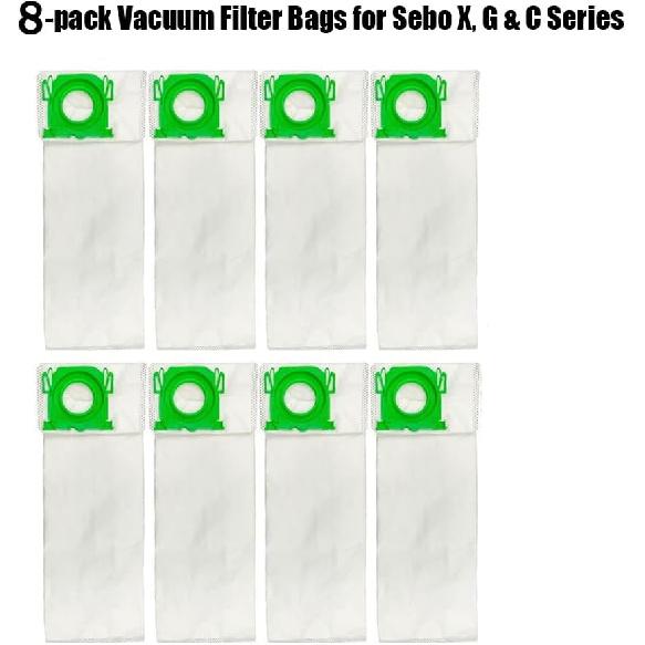 8-PACK 6629AM Vacuum Filter Bag for Sebo Airbelt K Series Upright Vacuum Cleaner Dust Bags