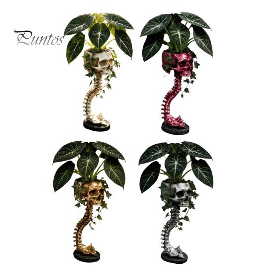 Gothic Home Decor Skull Spine Planter, Resin Skeleton Planter Pot, Horror Halloween Dark Aesthetic Sculpture Flower Vase, Spooky Gifts For Women