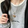 3D Flocked Bear Titanium Steel Necklace - Cute, Versatile, Girly Sweater Chain for Autumn 2026