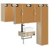 5 Piece Bathroom Furniture Set Sonoma Oak Engineered Wood and Glass