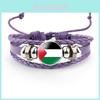 Palestinian Flag Design Gemstone Multi-layer Leather Bracelet Handcrafted Leather Rope Wristband Wholesale