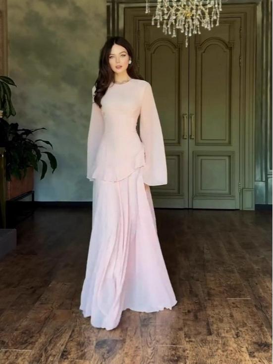 2025 European & American Elegant Solid Color Waist-Hugging Two-Piece Set