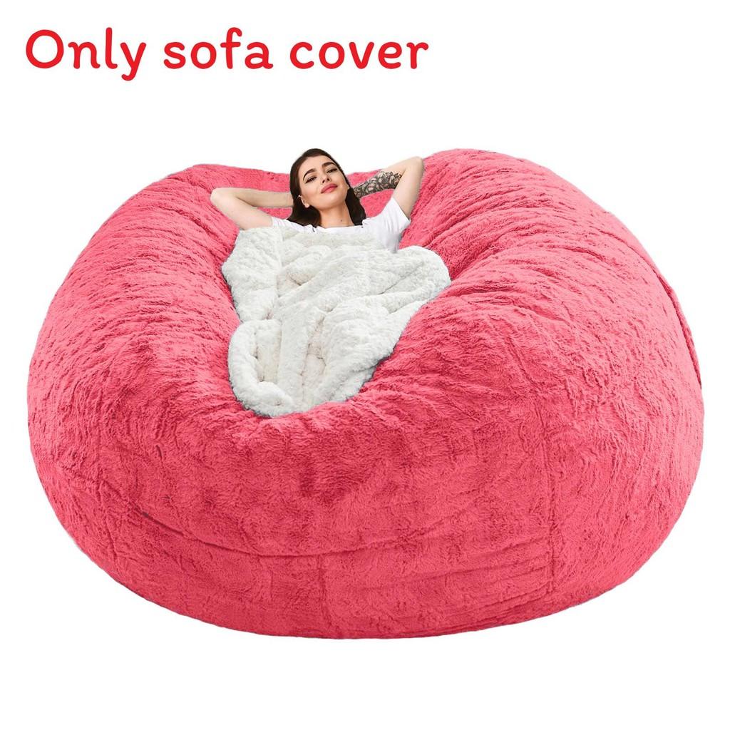 Color Large Solid Soft Plush Portable Living Room Lazy Sofa Cover Bean Bag Cover