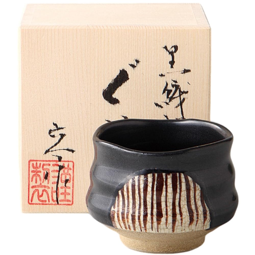 Sake x x by Black Oribe Seto Made in Japan Ale-net Cup, W6.7 D6.7 H5.2cm, Rokubei, Design, Ceramic, Ware,