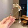 Vintage Pearl Tassel Hairpin for Women, Gold Plated Wheat Leaf Hair Stick, Elegant Chinese Style Hair Accessory for Hanfu & Daily Wear