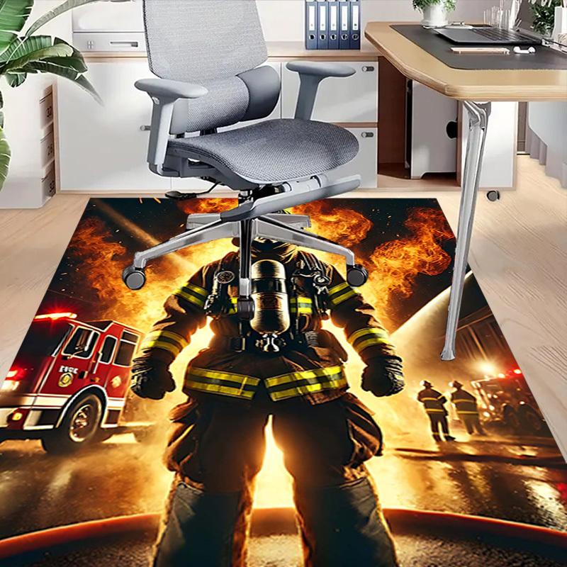 1PC firefighter firetruck Non-Slip Floor Carpet Compatible for Office&Living Room&Bedroom&Dining room - Flat- Soft & Pattern, Vibrant Colors-W233